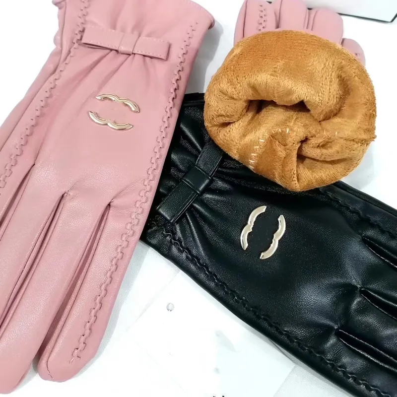 Guantes de cuero de invierno Pantalla de oveja táctil de lujo para ciclismo con guantes de piel de oveja con aislamiento cálido