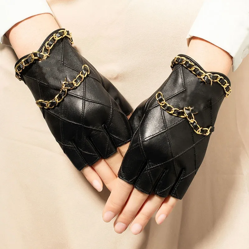 Guantes de diseñador para mujer Nueva calidad Guantes de lujo de cuero de invierno para mujer de gama alta Pantalla táctil de fe