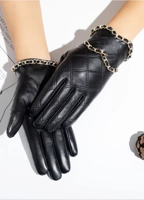 Guantes de diseñador para mujer Nueva calidad Guantes de lujo de cuero de invierno para mujer de gama alta Pantalla táctil de fe