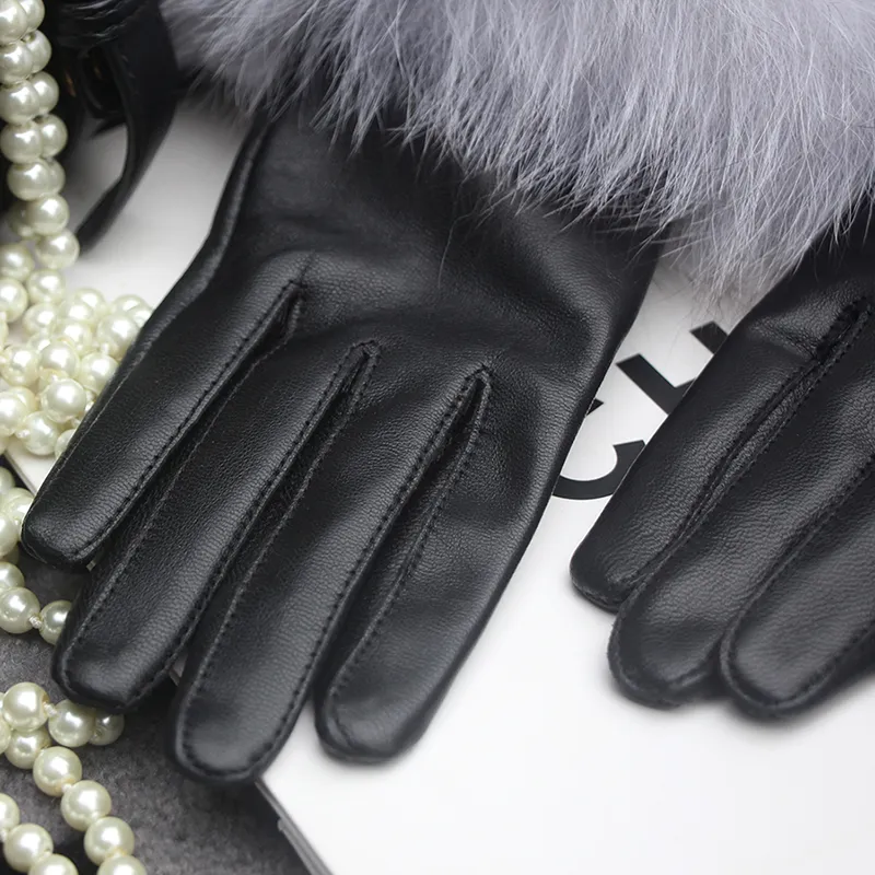 Guantes de piel de oveja reales Fox