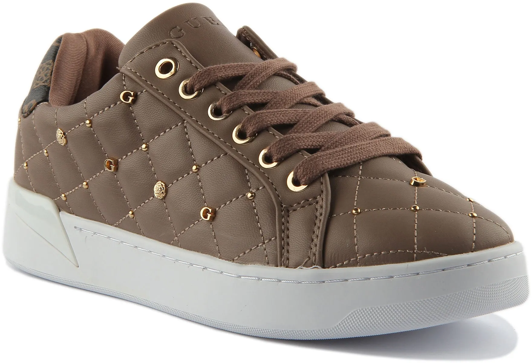 Guess Reea Zapatillas de deporte sintéticas acolchadas con cordones para mujer en marrón