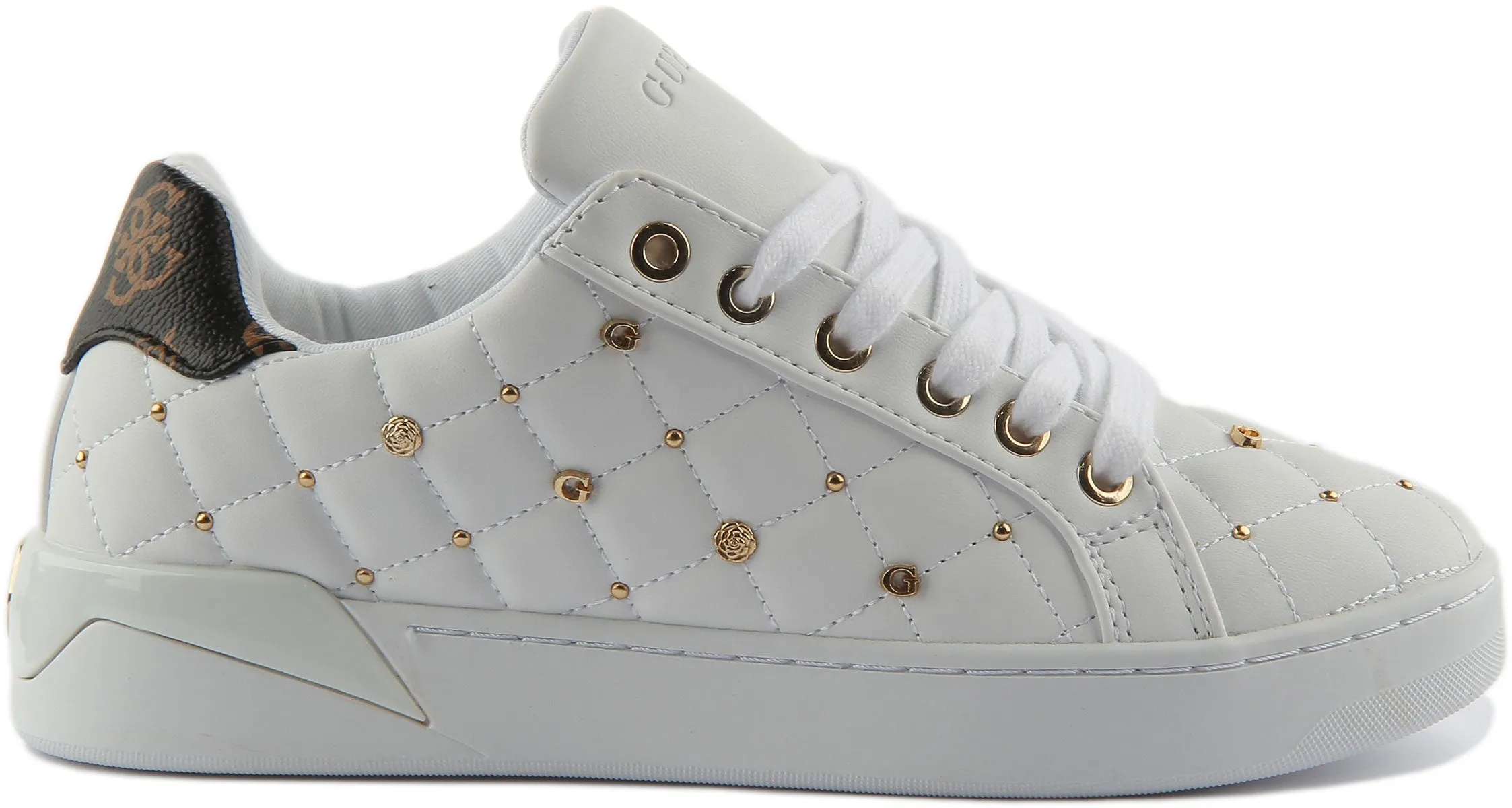 Guess Reea Zapatillas de deporte sintéticas acolchadas con cordones para mujer en marrón