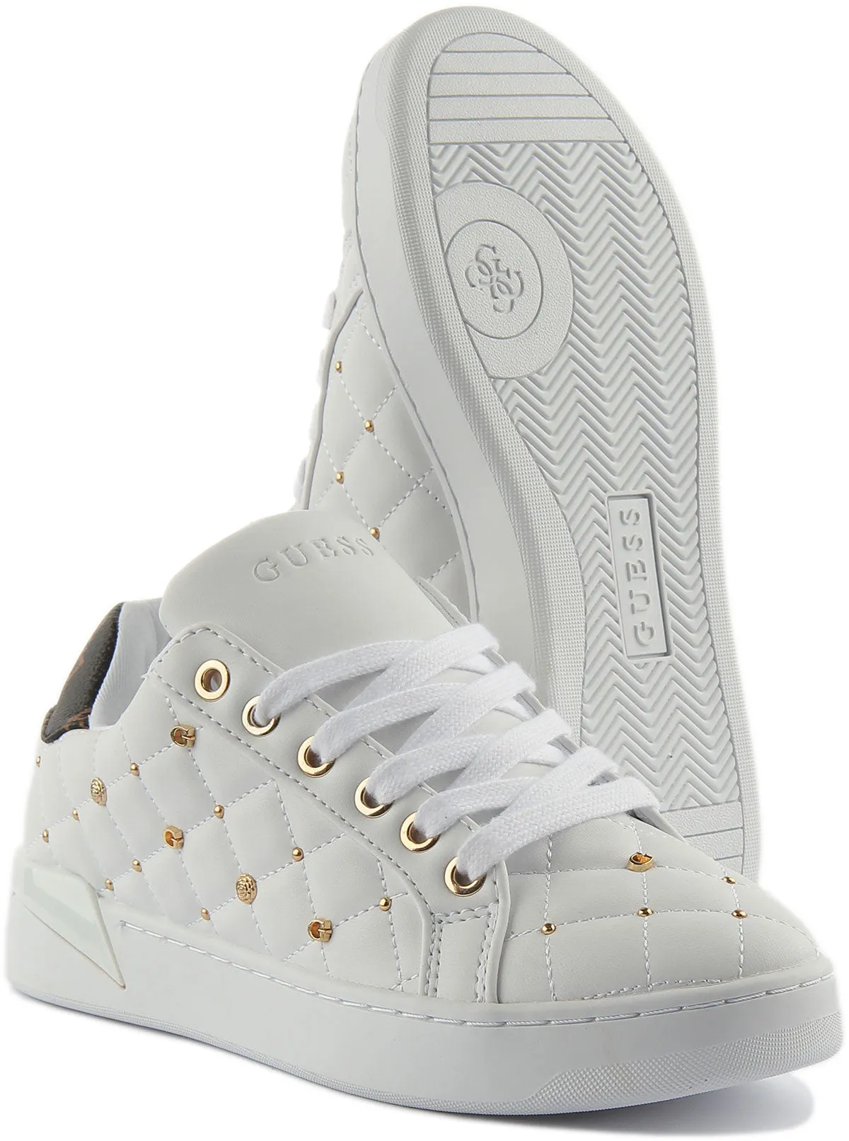 Guess Reea Zapatillas de deporte sintéticas acolchadas con cordones para mujer en marrón