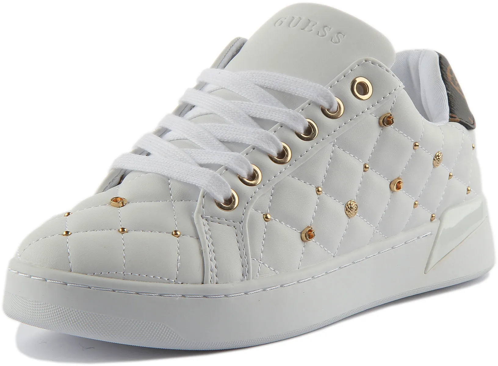 Guess Reea Zapatillas de deporte sintéticas acolchadas con cordones para mujer en marrón