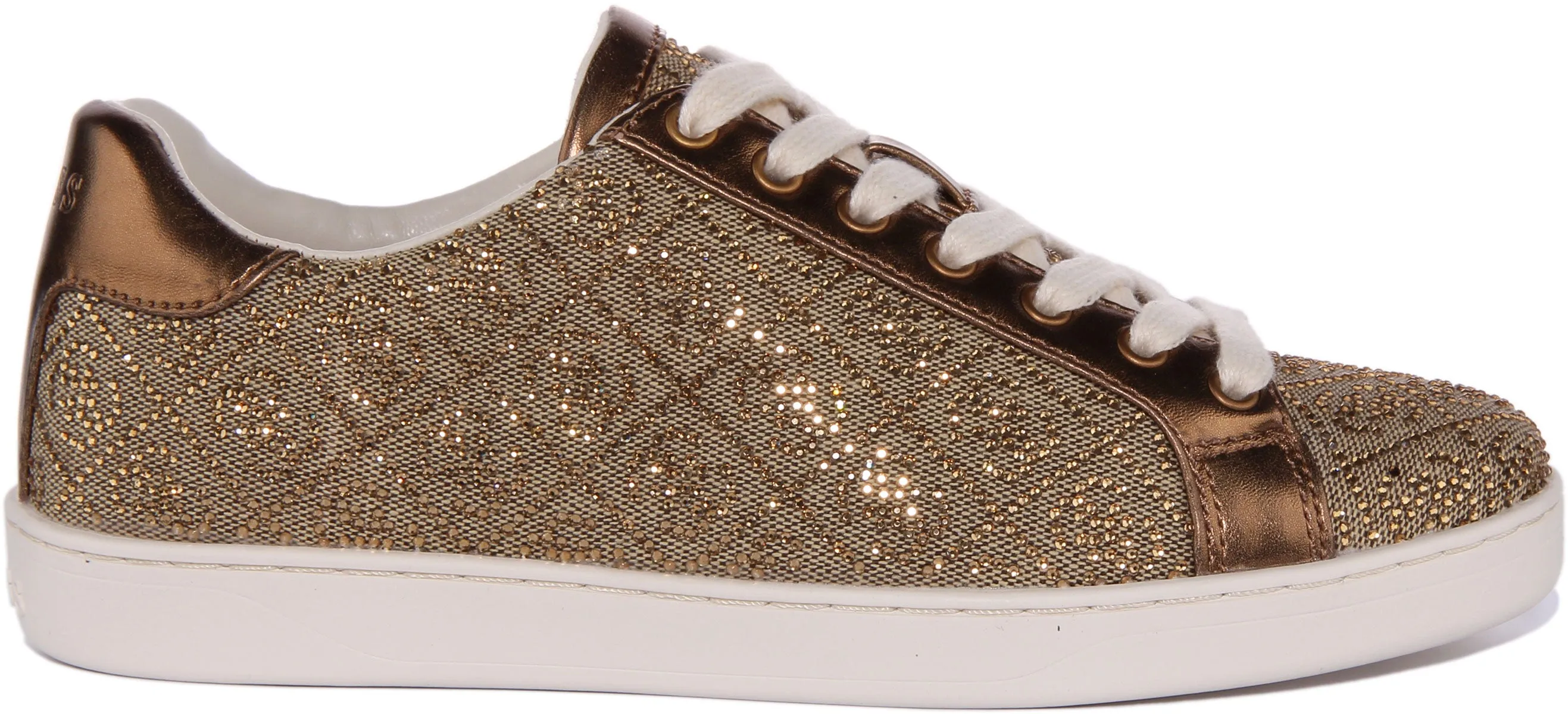 Guess Rosalia Zapatillas de deporte casual con cordones en mezcla de algodón para mujer en beige