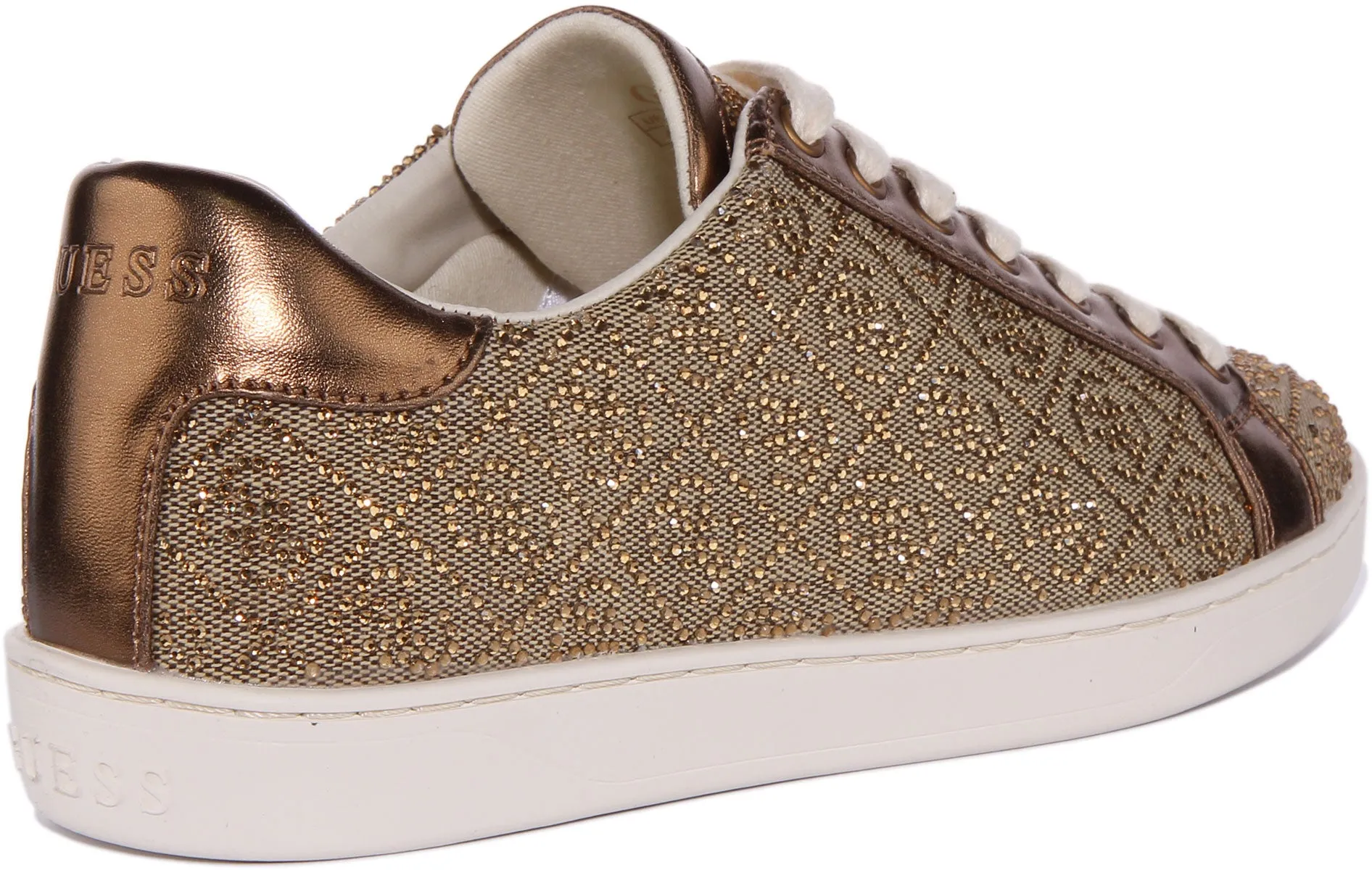 Guess Rosalia Zapatillas de deporte casual con cordones en mezcla de algodón para mujer en beige