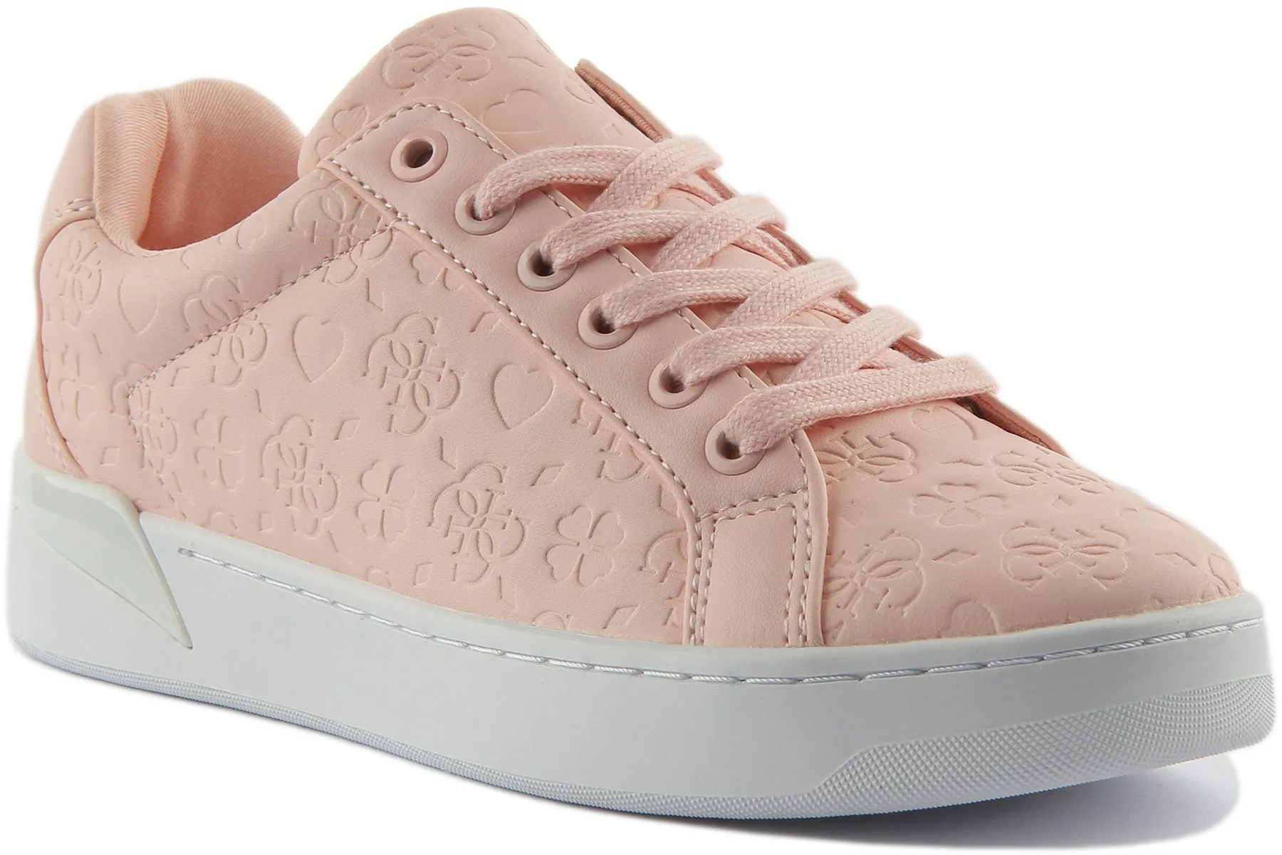 Guess Rylita Zapatillas de deporte con cordones y logotipo 4G en relieve para mujer en rosa claro