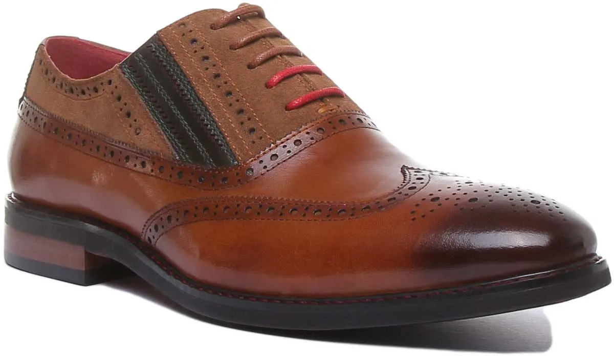 JUSTINREESS Jake Zapatos brogue de piel con cordones para hombre en charol negro