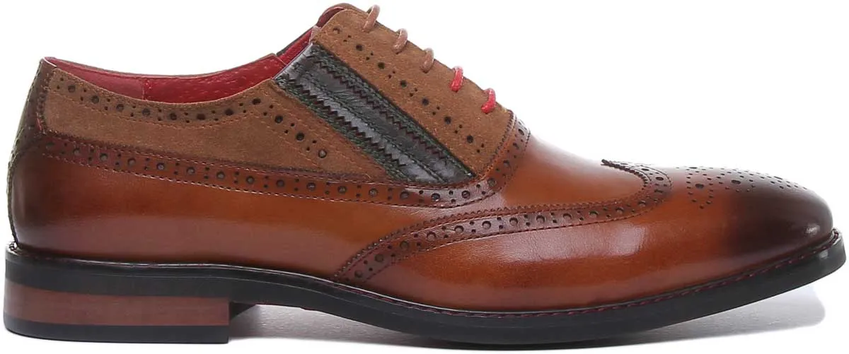 JUSTINREESS Jake Zapatos brogue de piel con cordones para hombre en charol negro