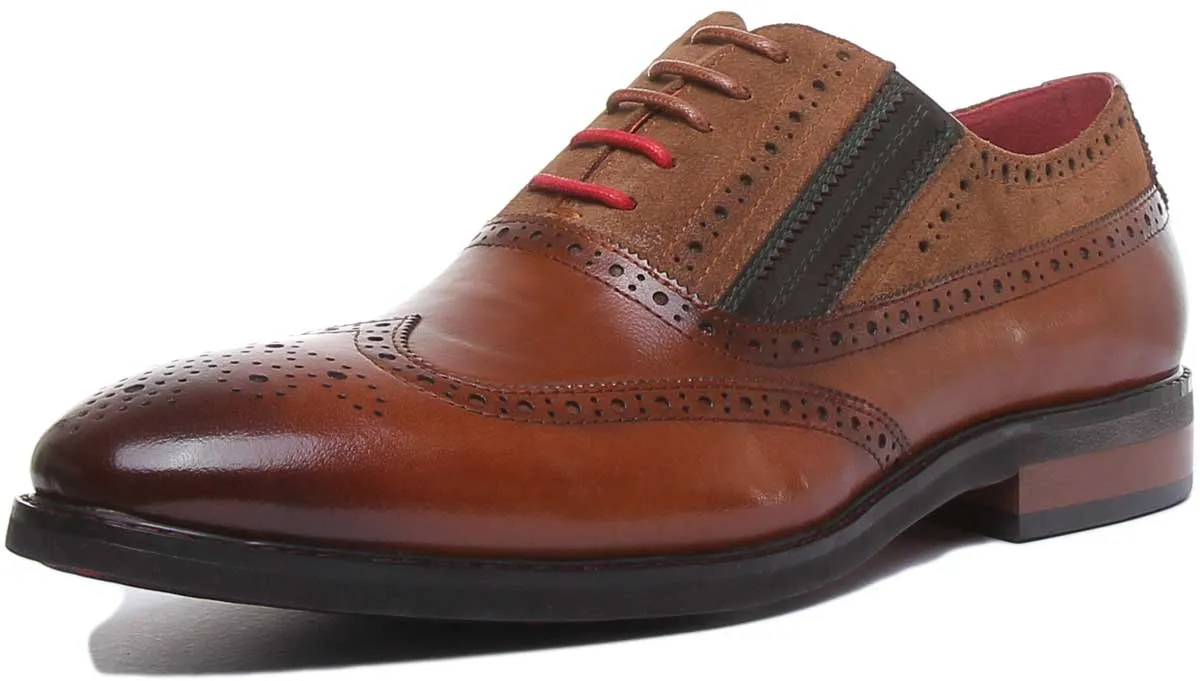 JUSTINREESS Jake Zapatos brogue de piel con cordones para hombre en charol negro