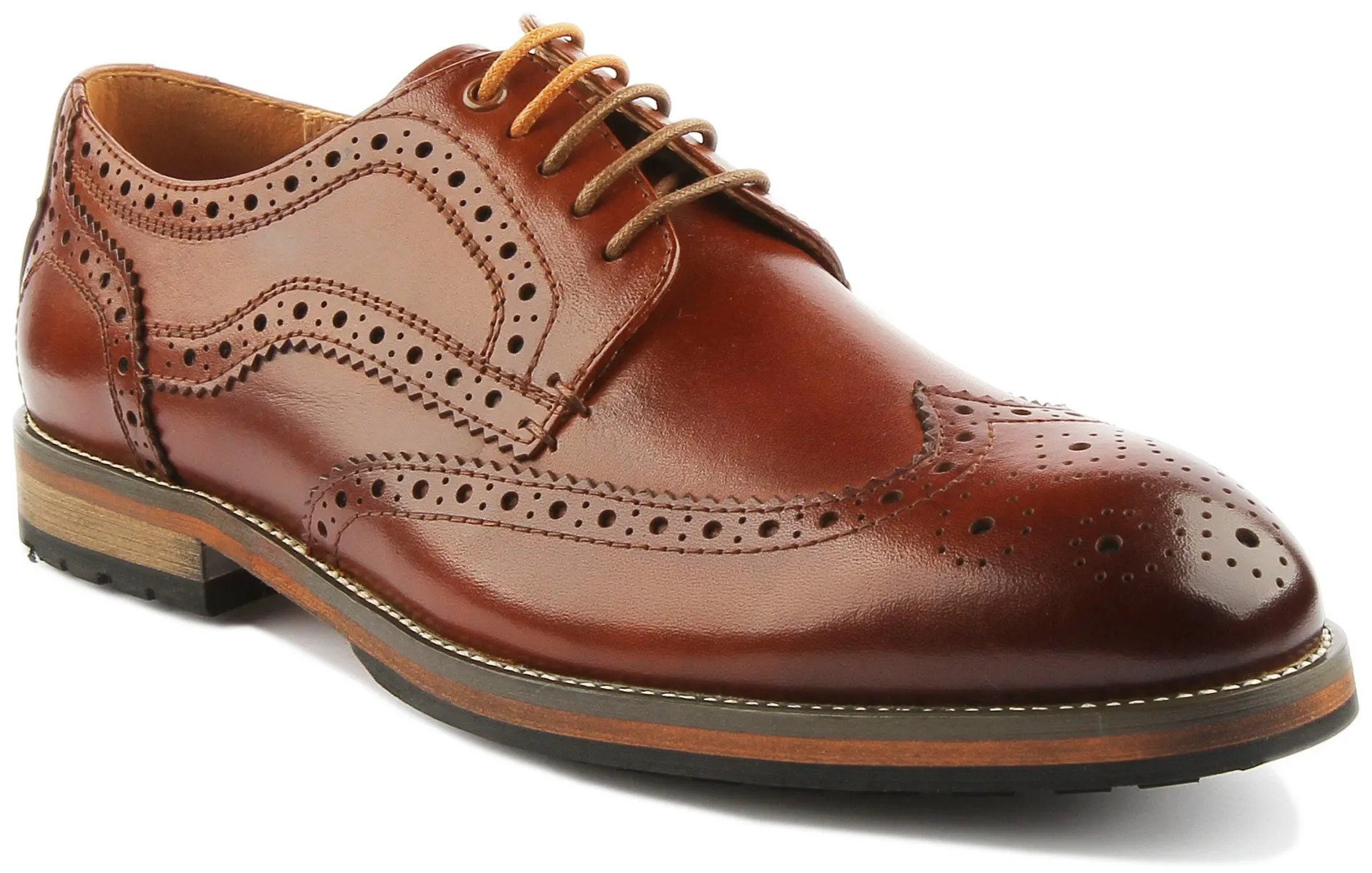 JUSTINREESS Rudolph Zapatos brogue de piel con cordones para hombre en marrón