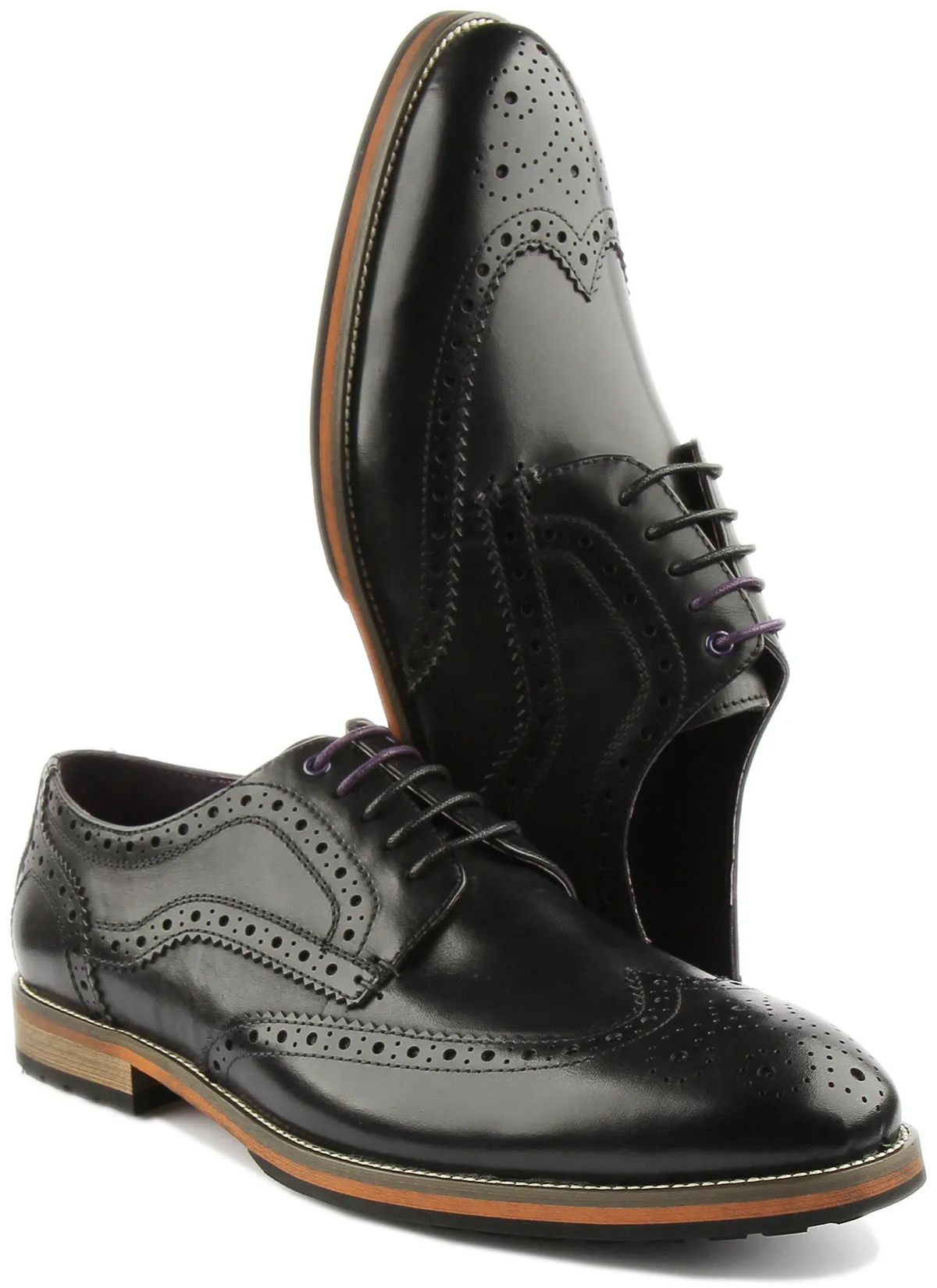 JUSTINREESS Rudolph Zapatos brogue de piel con cordones para hombre en marrón