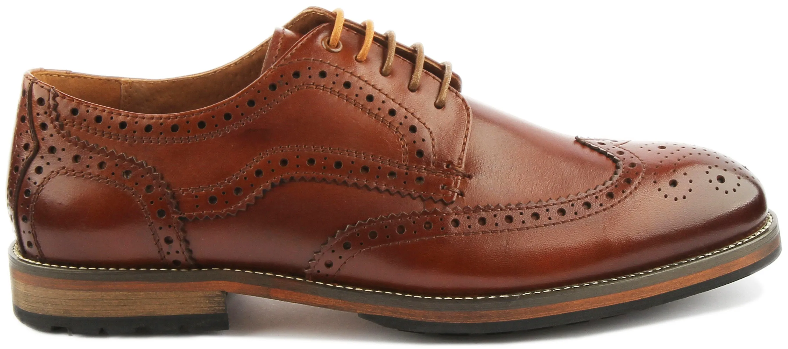 JUSTINREESS Rudolph Zapatos brogue de piel con cordones para hombre en negro