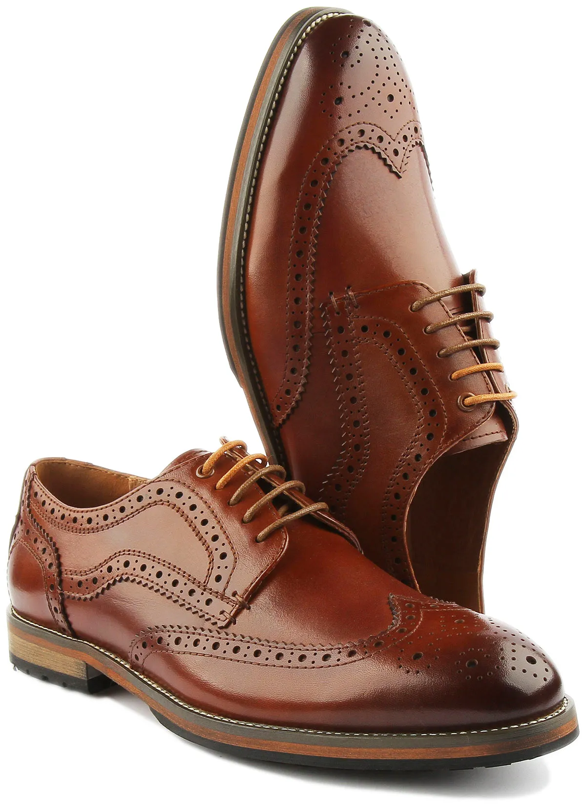 JUSTINREESS Rudolph Zapatos brogue de piel con cordones para hombre en negro