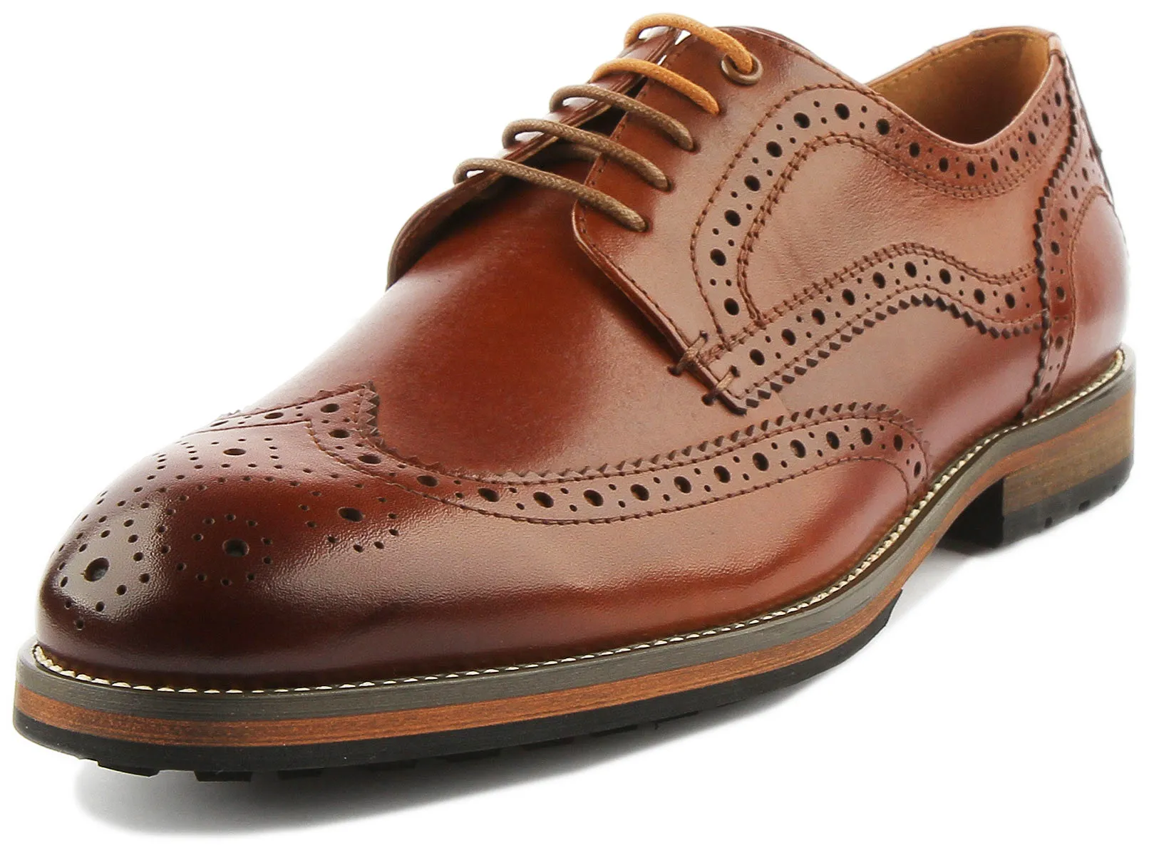 JUSTINREESS Rudolph Zapatos brogue de piel con cordones para hombre en negro