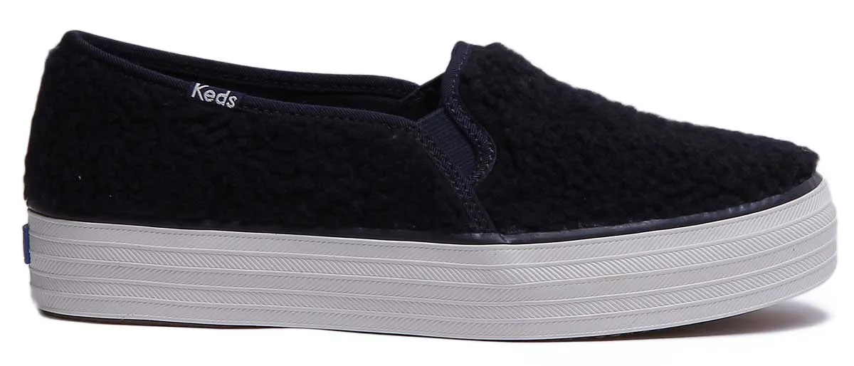 Keds Triple Decker Zapatillas con plataforma de imitación de piel para mujer en marino