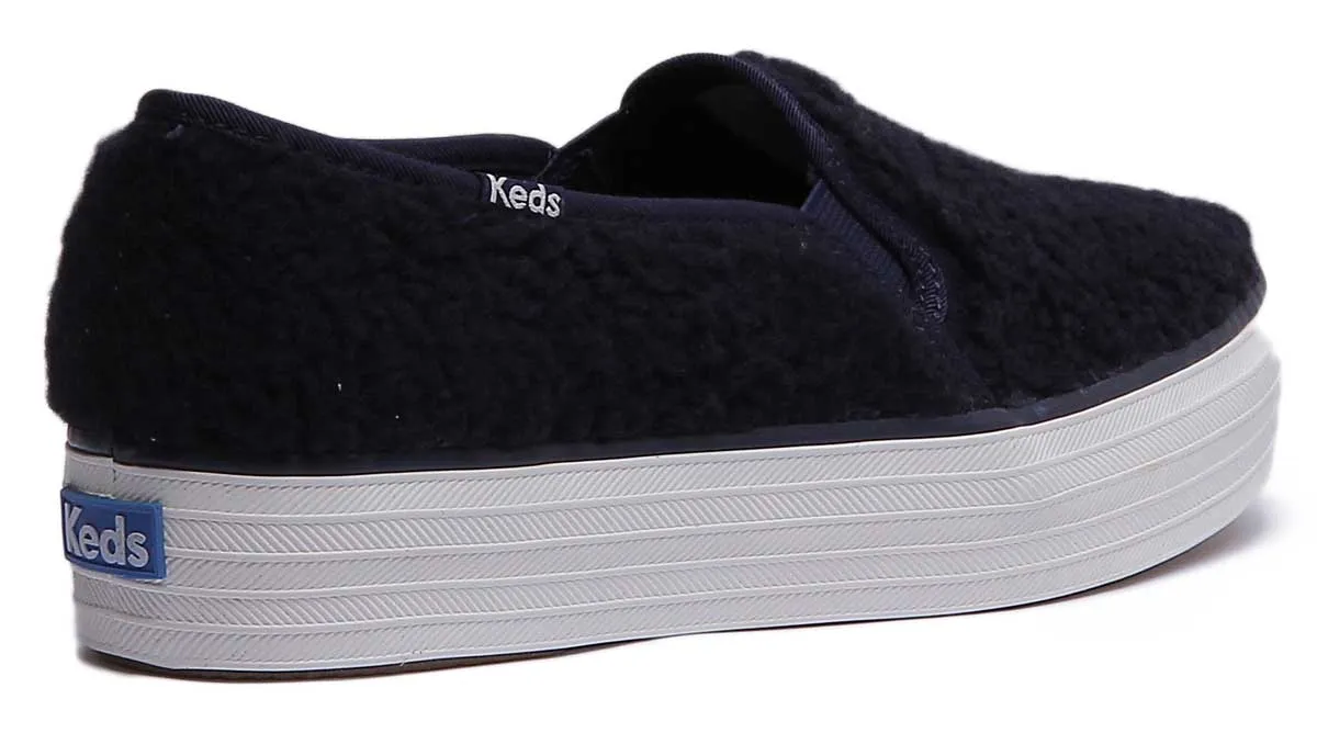 Keds Triple Decker Zapatillas con plataforma de imitación de piel para mujer en marino