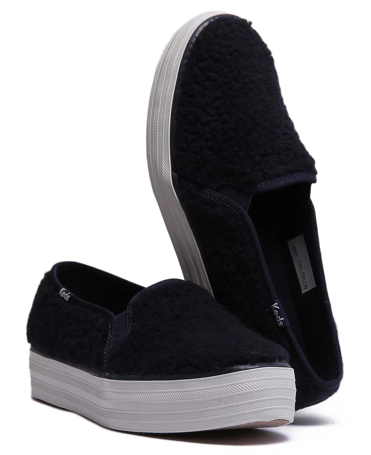 Keds Triple Decker Zapatillas con plataforma de imitación de piel para mujer en marino