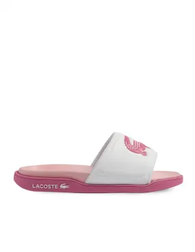 LACOSTE Chanclas Blancas Logo Rosa