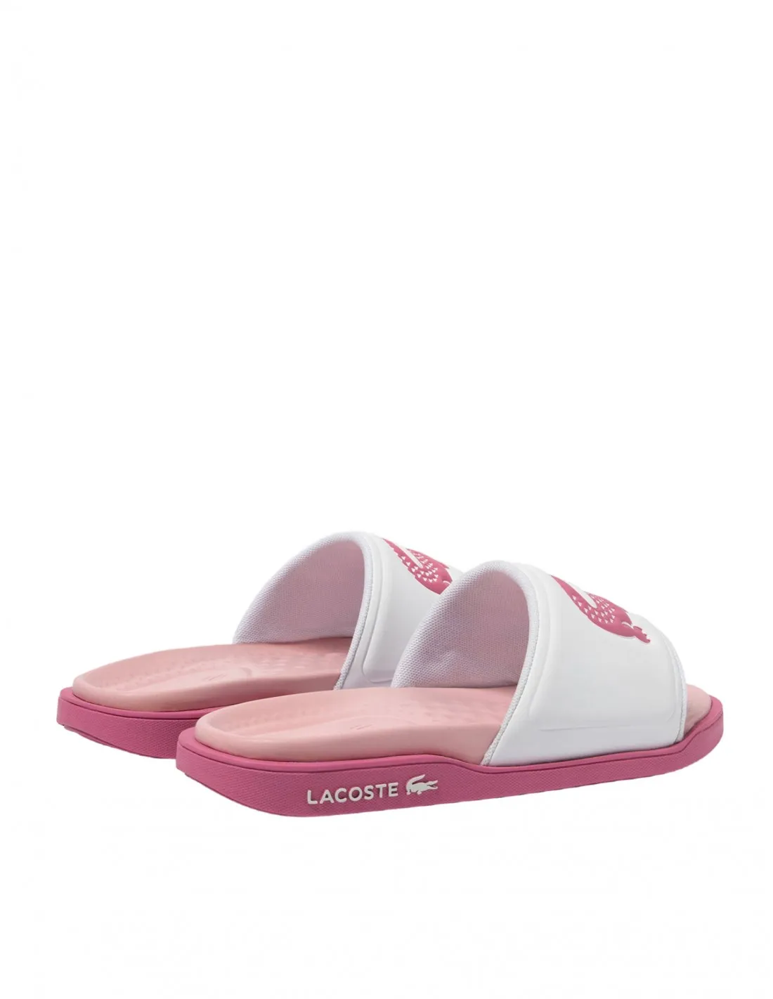 LACOSTE Chanclas Blancas Logo Rosa