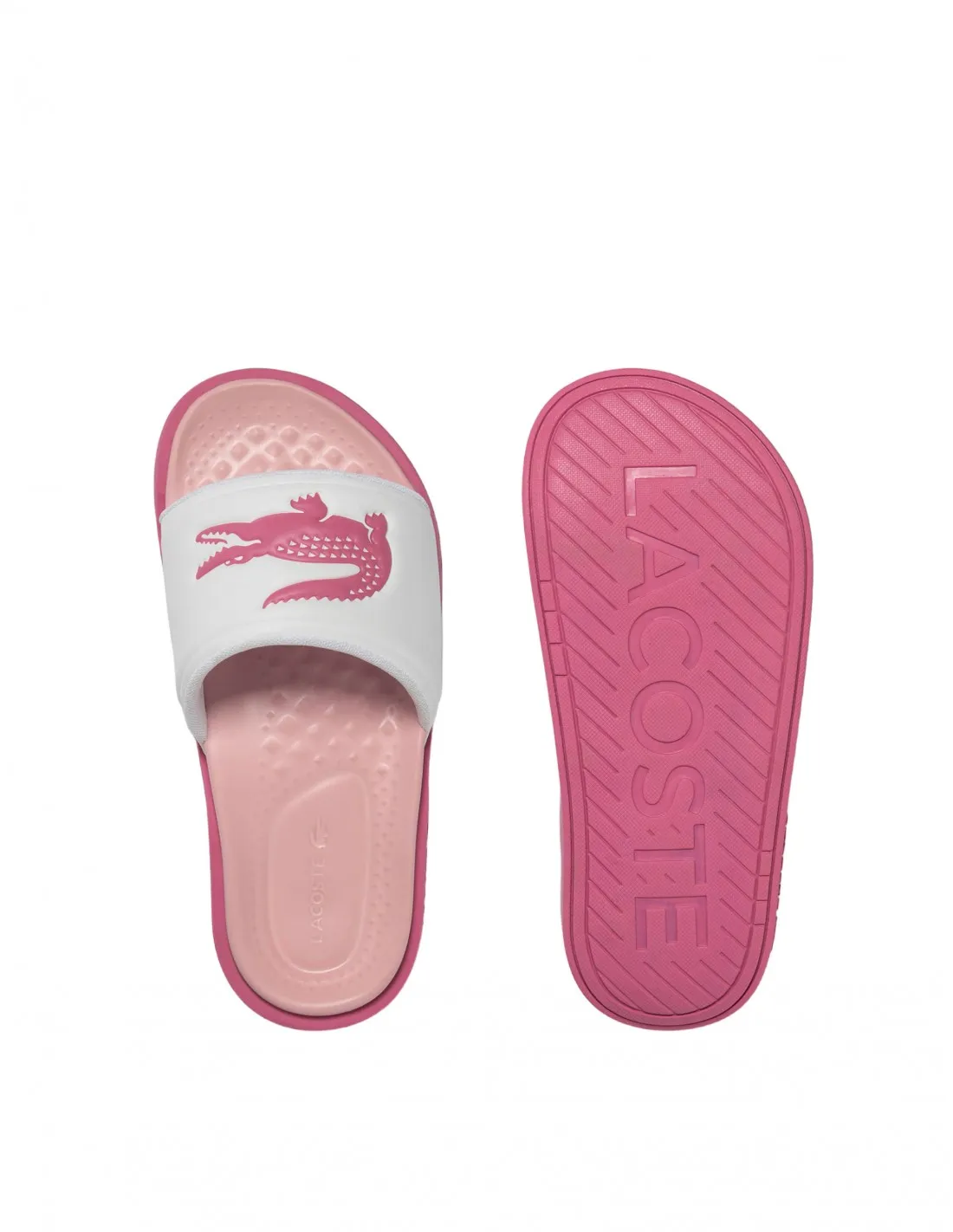 LACOSTE Chanclas Blancas Logo Rosa