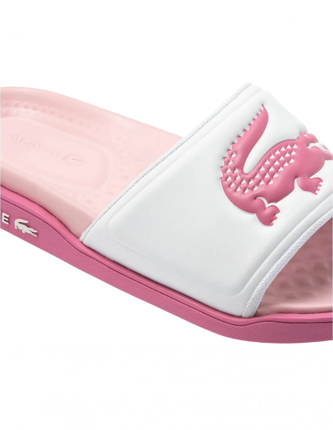 LACOSTE Chanclas Blancas Logo Rosa