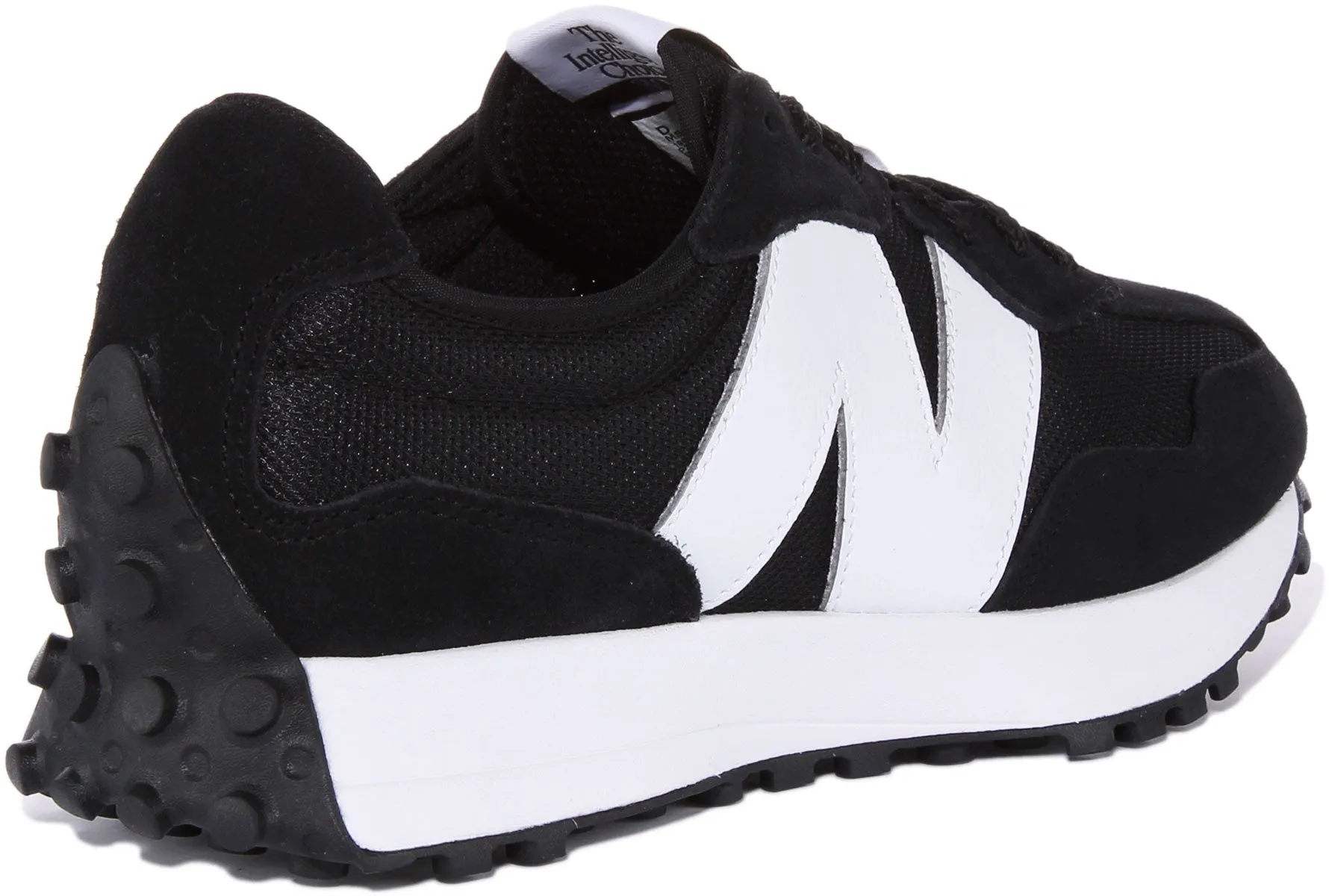 New Balance MS327CBW Zapatillas retro de ante con cordones para mujer en negro blanco