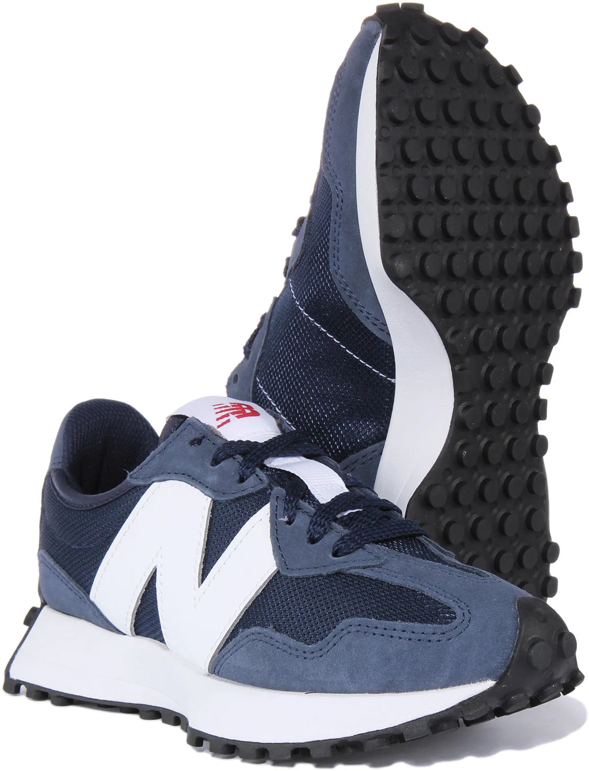 New Balance MS327CNW Zapatillas retro de ante con cordones para mujer en marino blanco