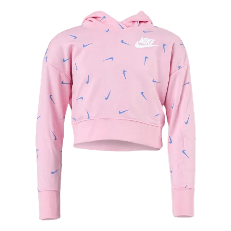 Nike Swooshfetti Crop Hoodie Junior Pink/Blue