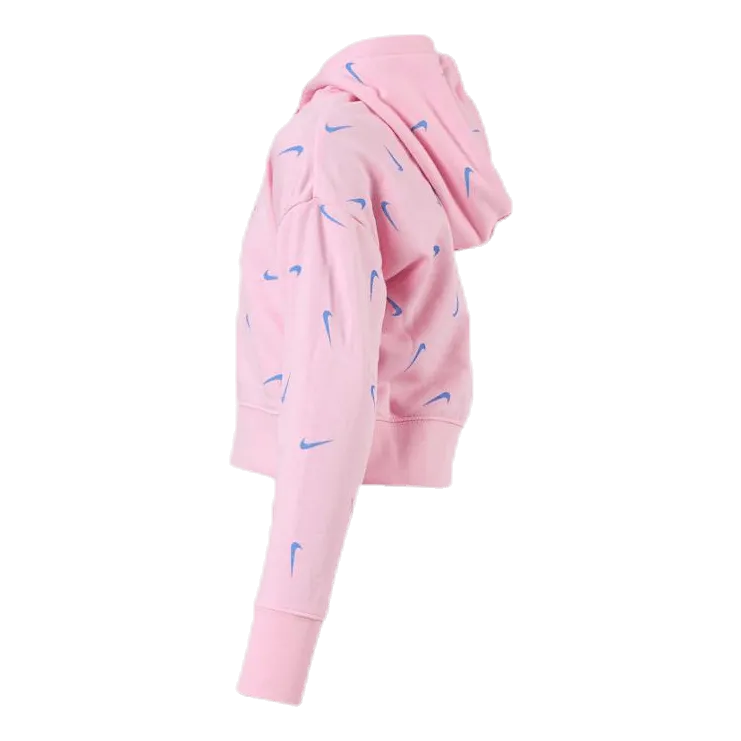 Nike Swooshfetti Crop Hoodie Junior Pink/Blue