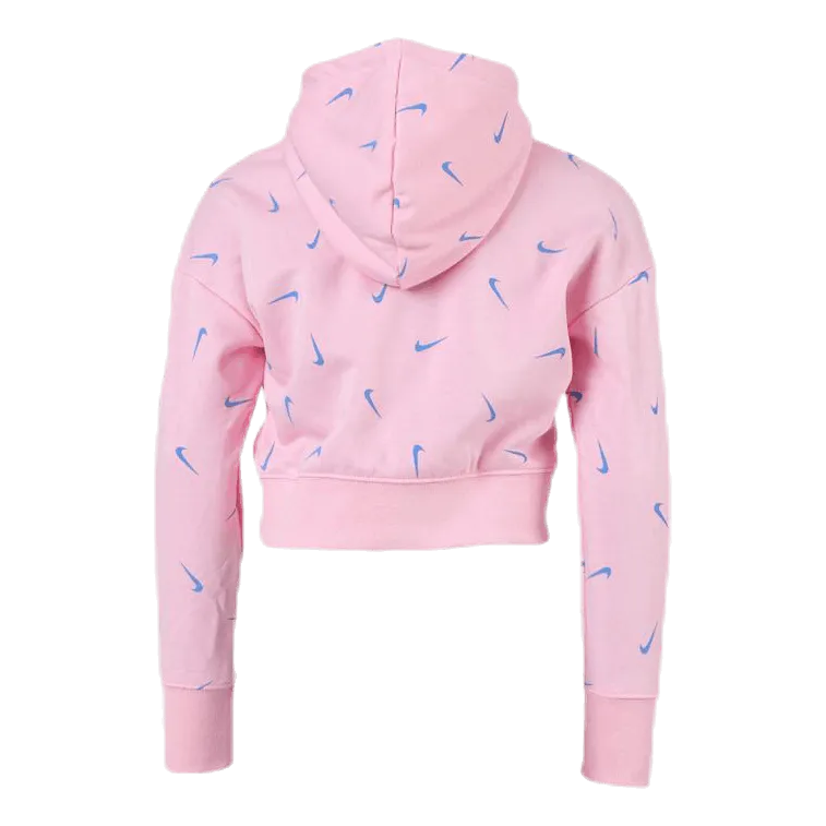 Nike Swooshfetti Crop Hoodie Junior Pink/Blue