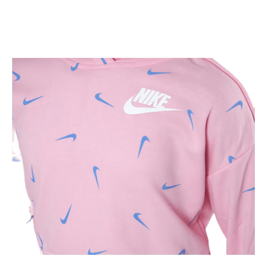 Nike Swooshfetti Crop Hoodie Junior Pink/Blue