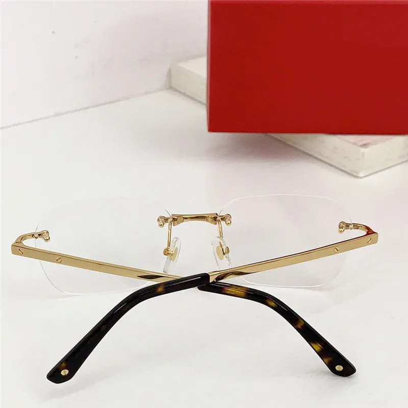 Nuevos gafas ópticas de diseño de moda 0407 Rimless K Gold Frame Forma retro Simple y elegante Las gafas versátiles con caja pue