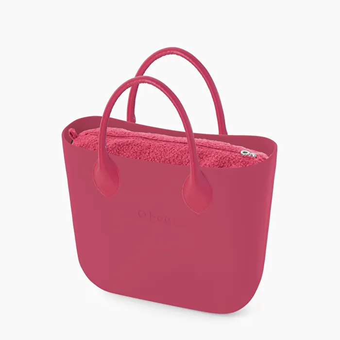 O bag mini fucsia rose lana rizada