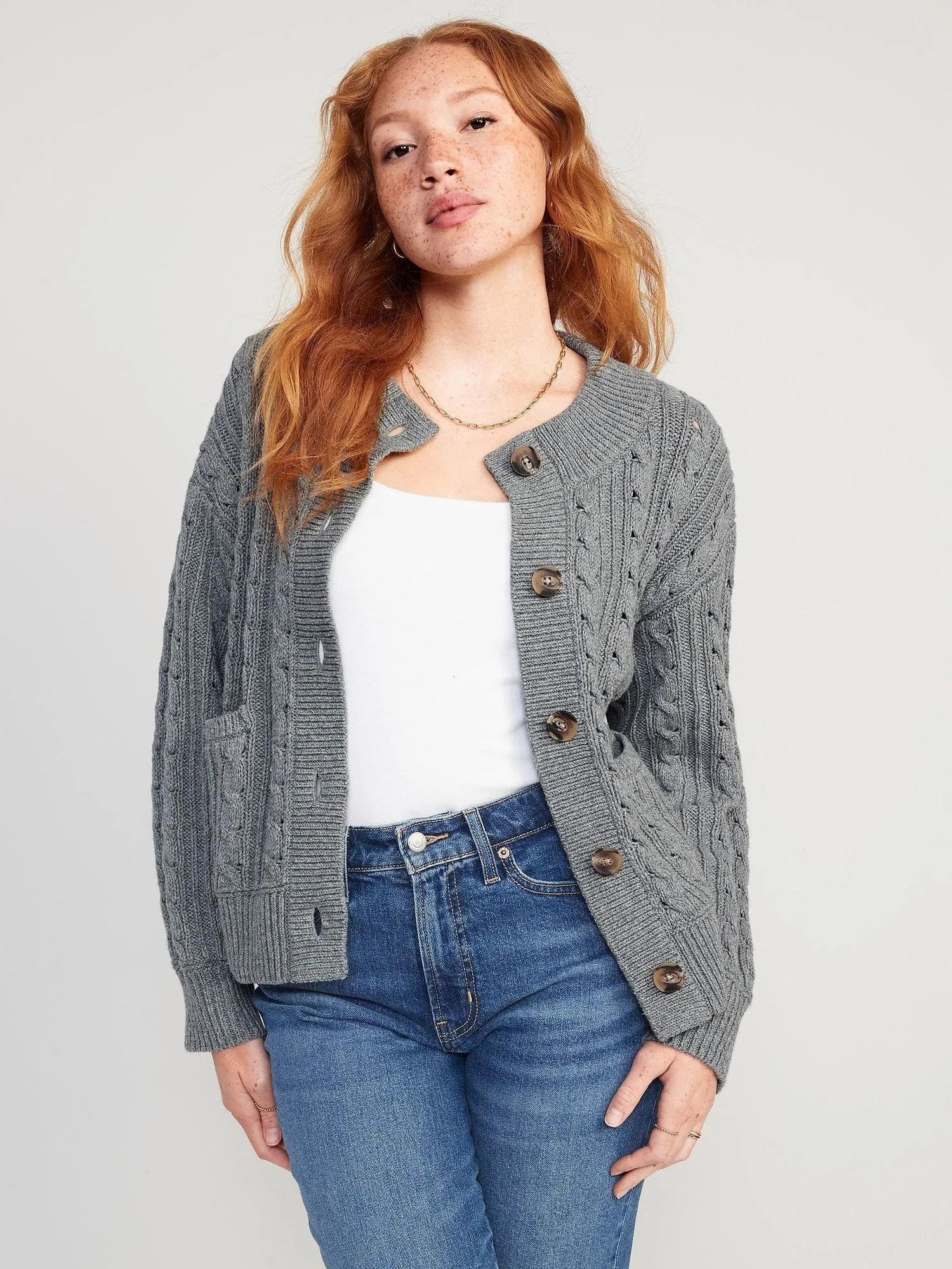 OLD NAVY Chaleco Old NavyCardigan Mujer Gris