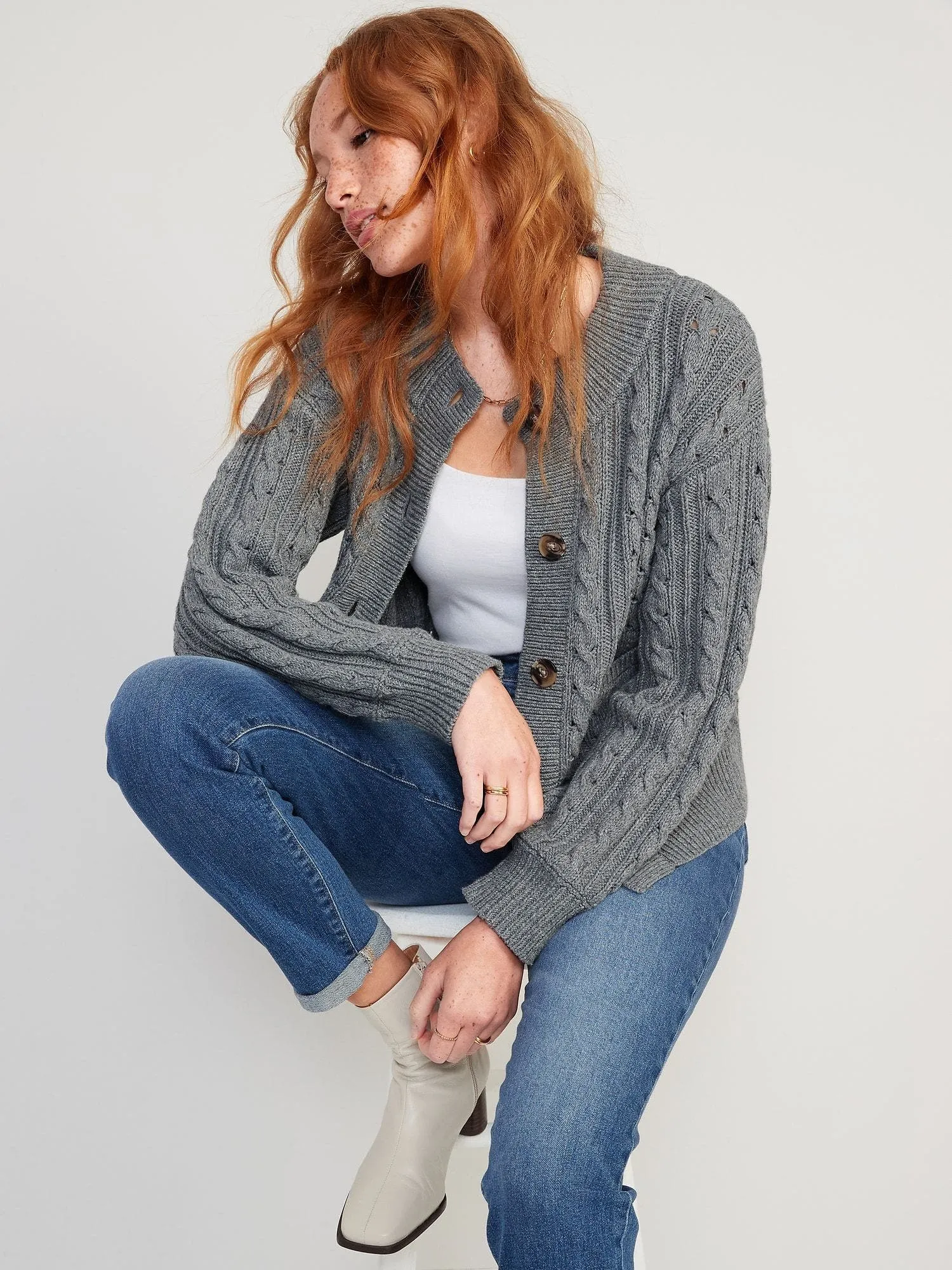 OLD NAVY Chaleco Old NavyCardigan Mujer Gris