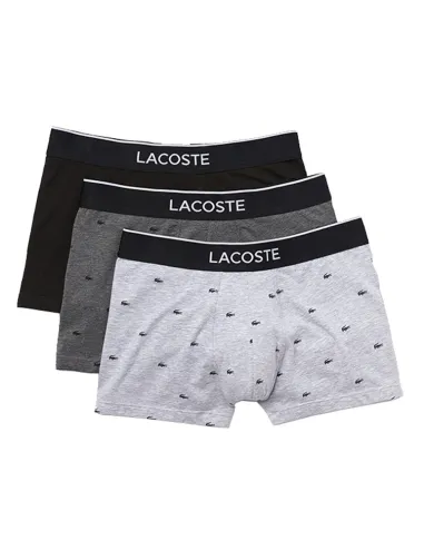 Pack tres boxers con logo Lacoste, gris, gris oscuro y negro