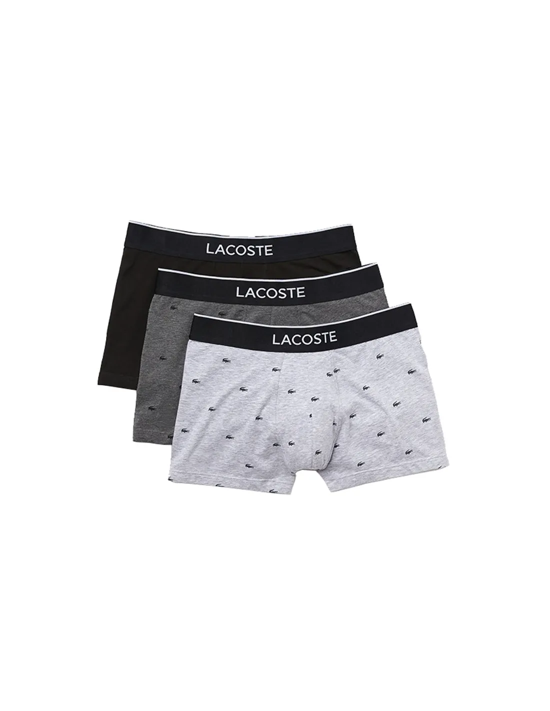 Pack tres boxers con logo Lacoste, gris, gris oscuro y negro