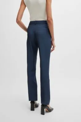 Pantalones relaxed fit en sarga de lana virgen con efecto denim