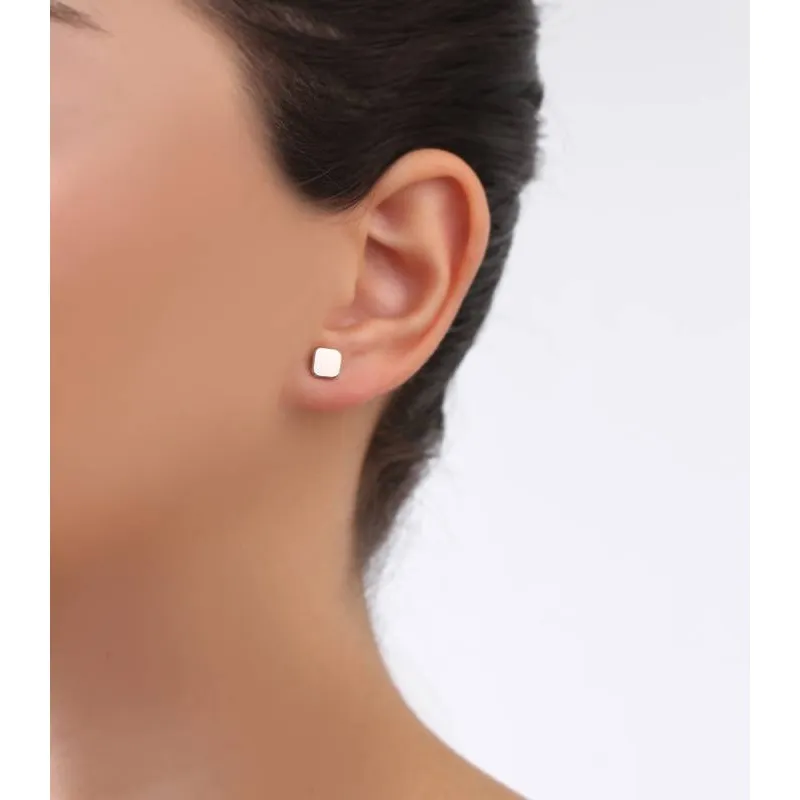 Pendientes "Silhouette" Cuadrado Plata de ley