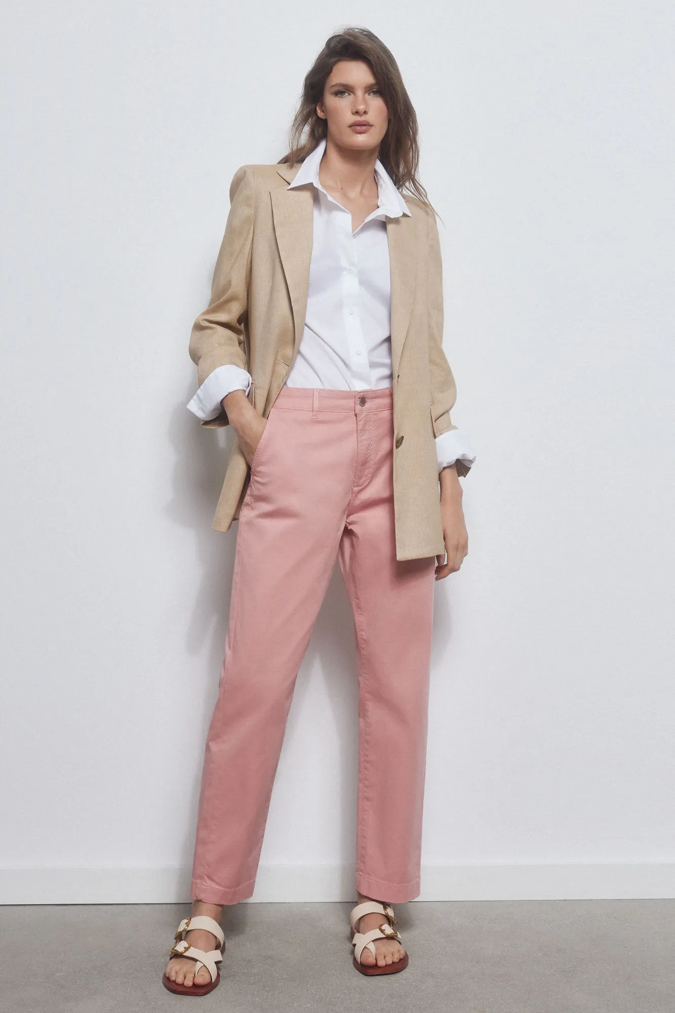 Slim fit satin trousers