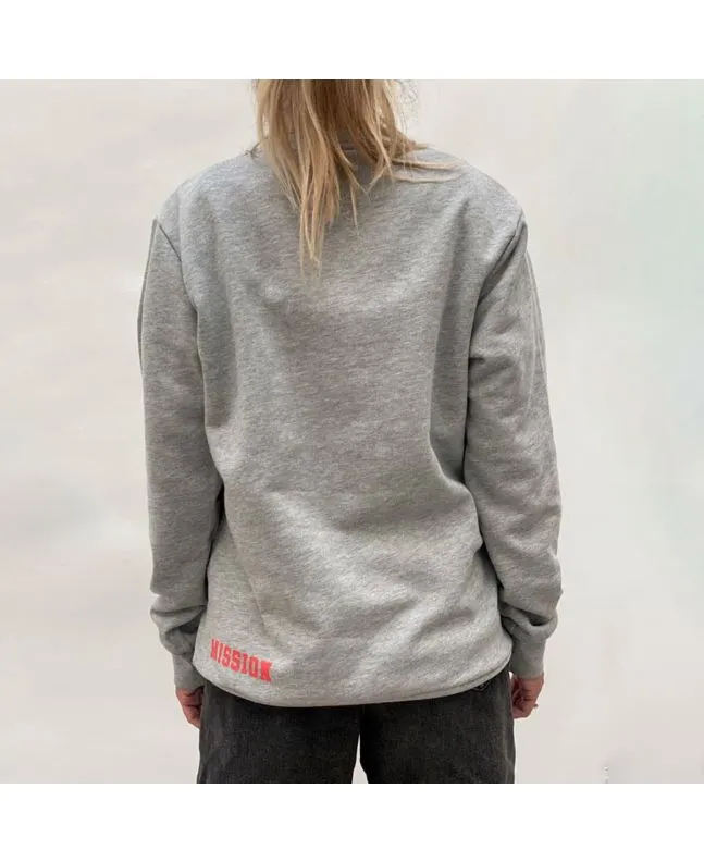 Sudadera Mission Crew Logo M Red Bordado Gris Unisex