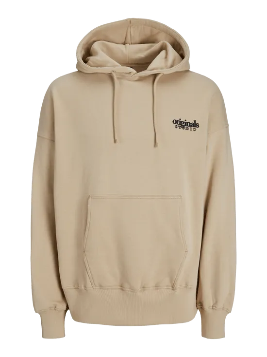 Sudadera oversize estampada con capucha, Beige - JORBARI