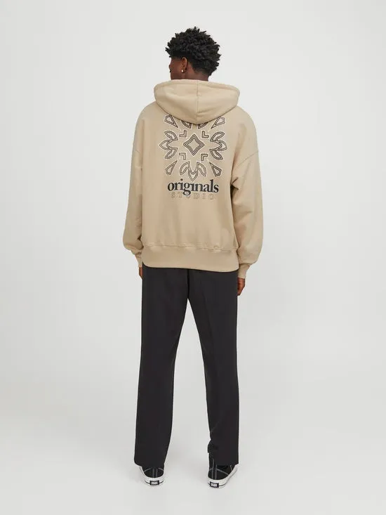 Sudadera oversize estampada con capucha, Beige - JORBARI