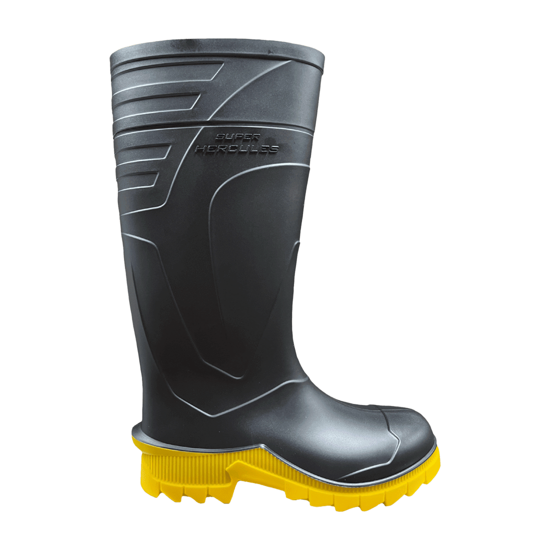 Super hercules pp-hu9230-04 talla 35 botas pvc con suela de nitrilo resistente a quimicos negras altas