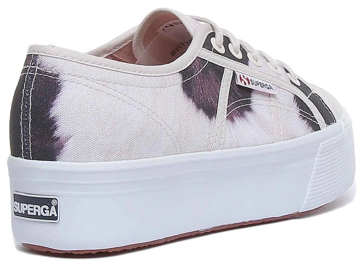 Superga 2790 Cow Print Zapatillas con suela de plataforma para mujer en beige