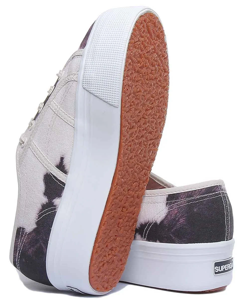 Superga 2790 Cow Print Zapatillas con suela de plataforma para mujer en beige