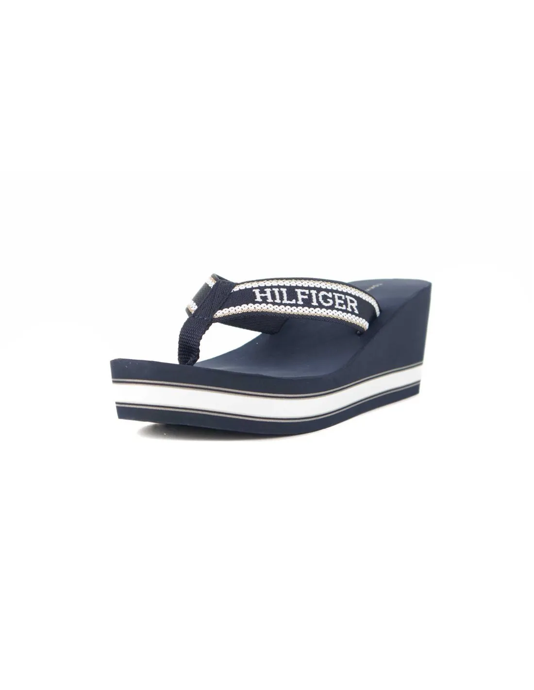 TOMMY HILFIGER - Chanclas azul marino Hilfiger Wedge Beach Sandal FW0FW07903 Mujer