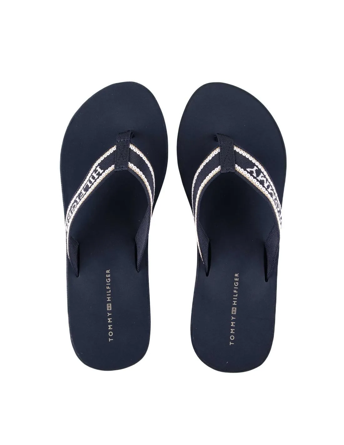 TOMMY HILFIGER - Chanclas azul marino Hilfiger Wedge Beach Sandal FW0FW07903 Mujer