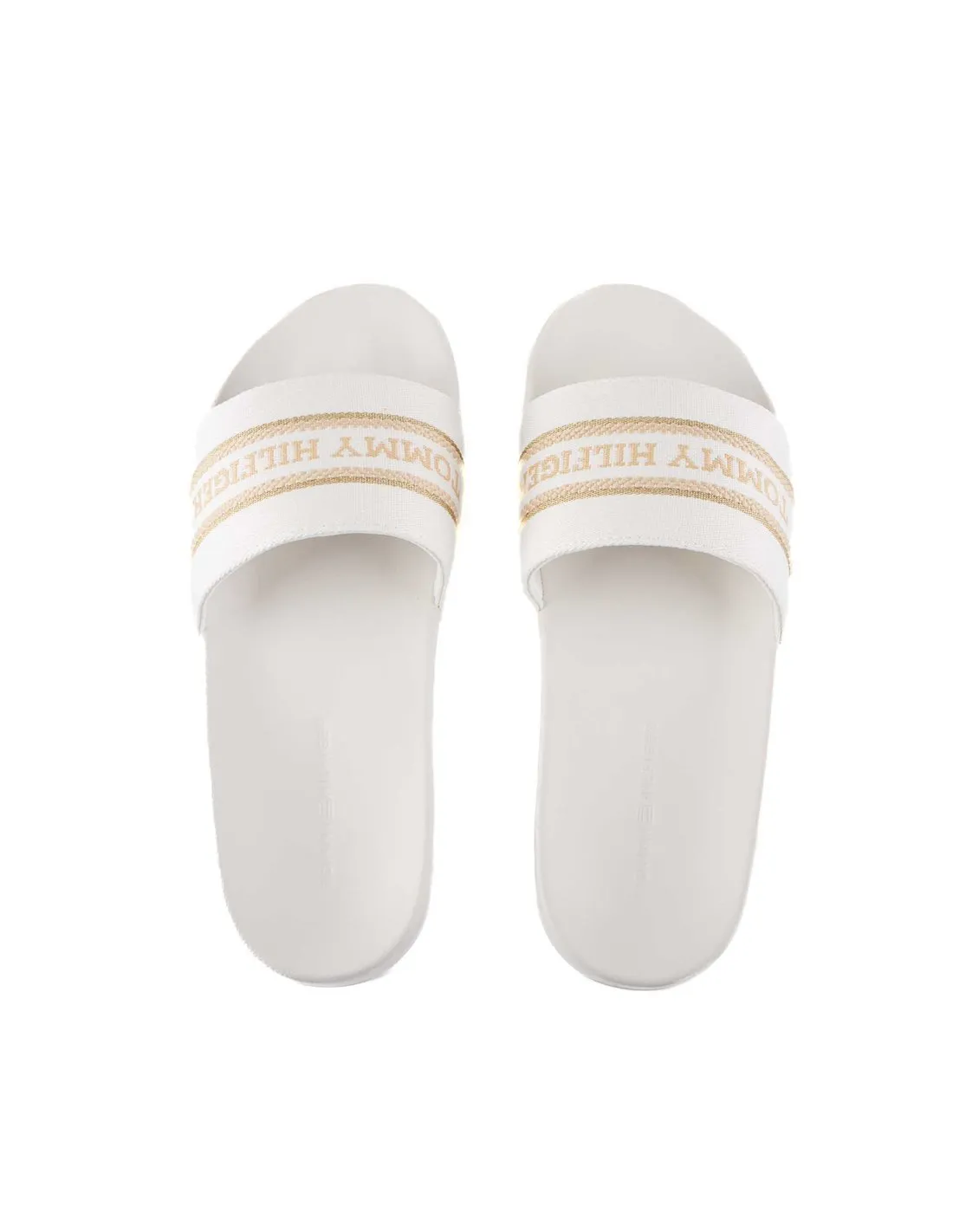 TOMMY HILFIGER - Chanclas blancas Hilfiger Poolslide with Webbing FW0FW07845 Mujer